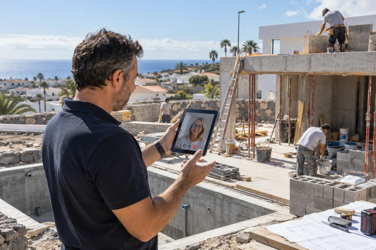 Site project manager video-calling owner